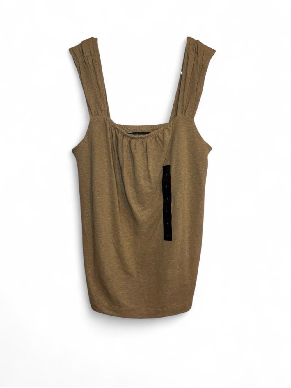 Banana Republic Olive-Brown Gathered Square-Neck Tank